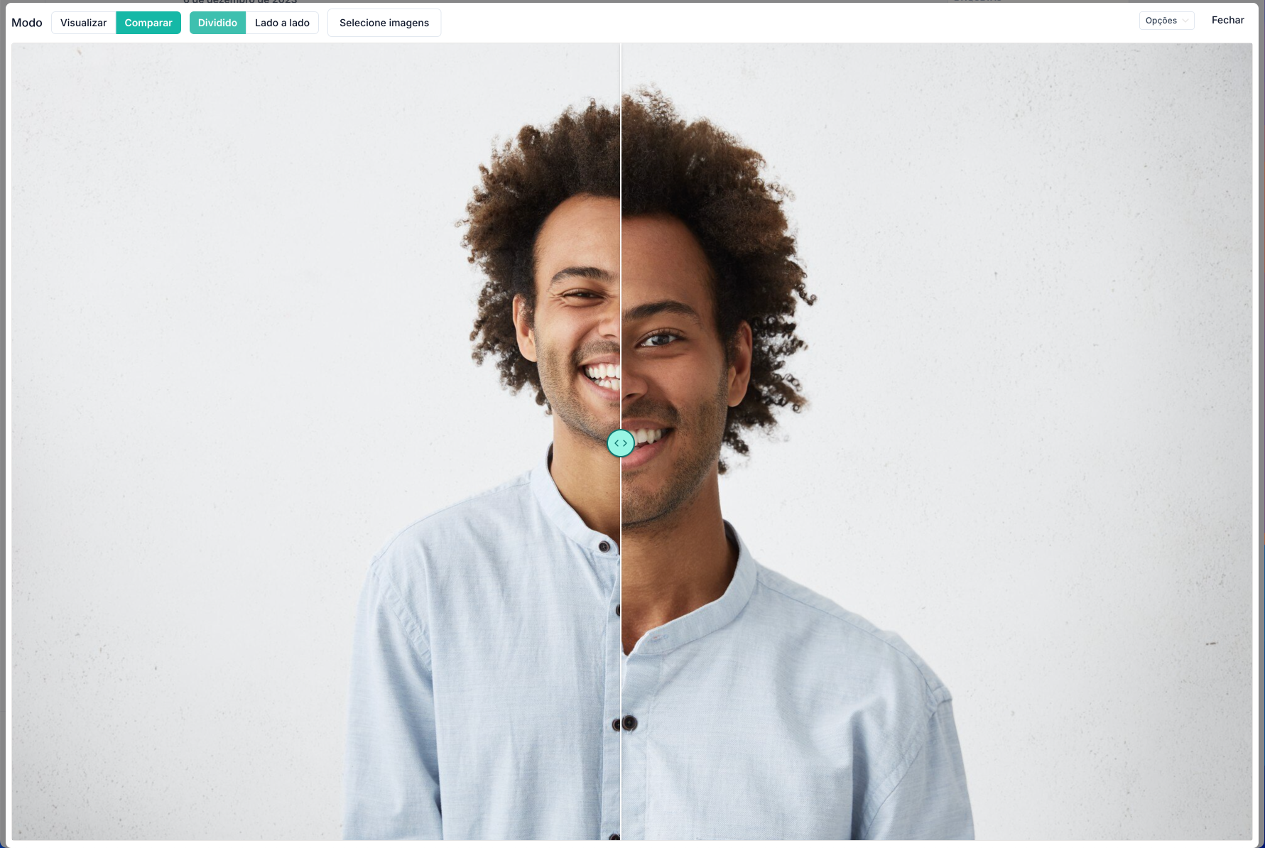 Compare com outras imagens em modo dividido...